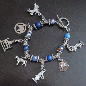 VINTAGE Sterling Silver Western Charm Bracelet